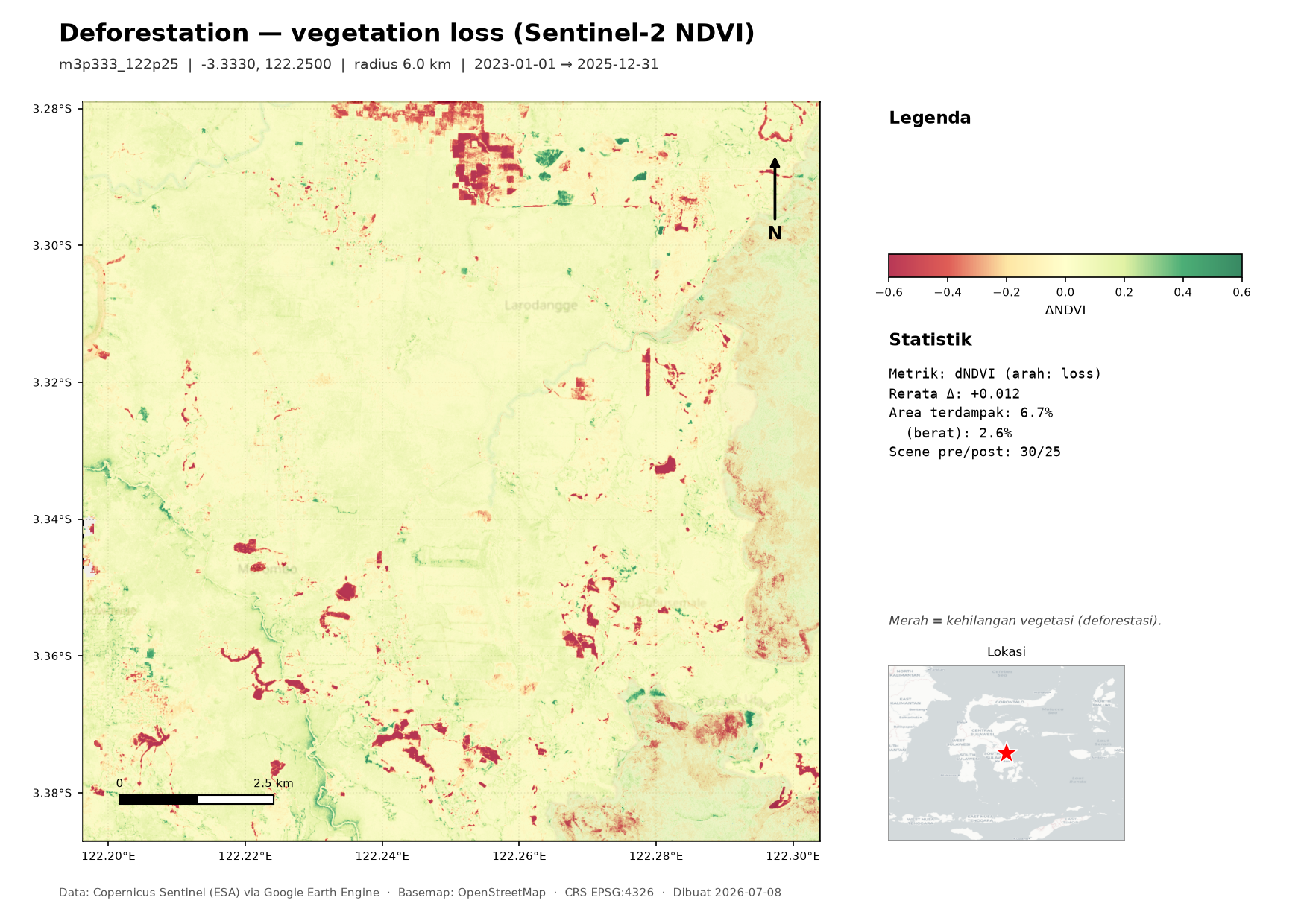 Example deforestation change map