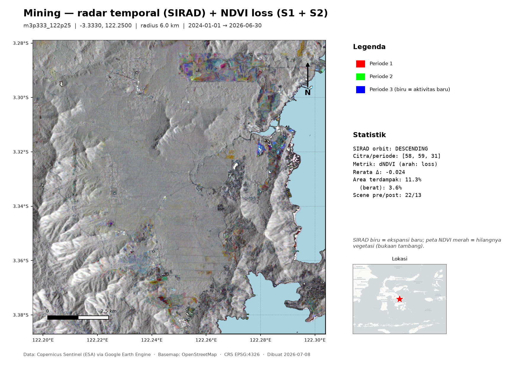 Example mining SIRAD map